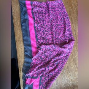 Pink and Gray Leopard Print Scarf